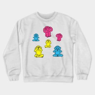 Colorful monkeys over white Crewneck Sweatshirt